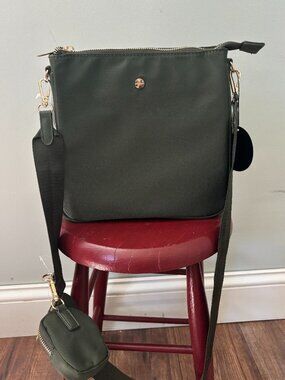 Mali + Lili Olive Green Crossbody Bag with Pouch 2 Piece Set NWT